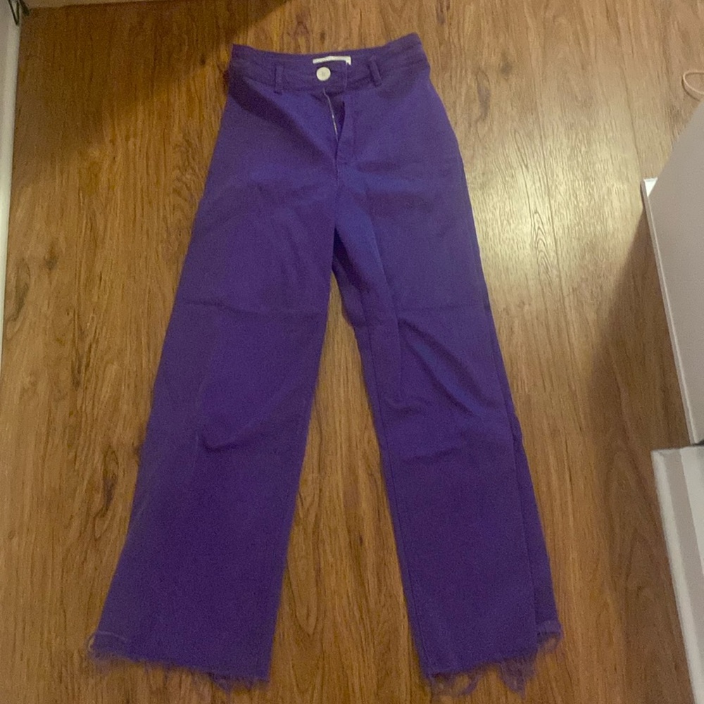 Zara Purple Wide-Leg Flare Jeans